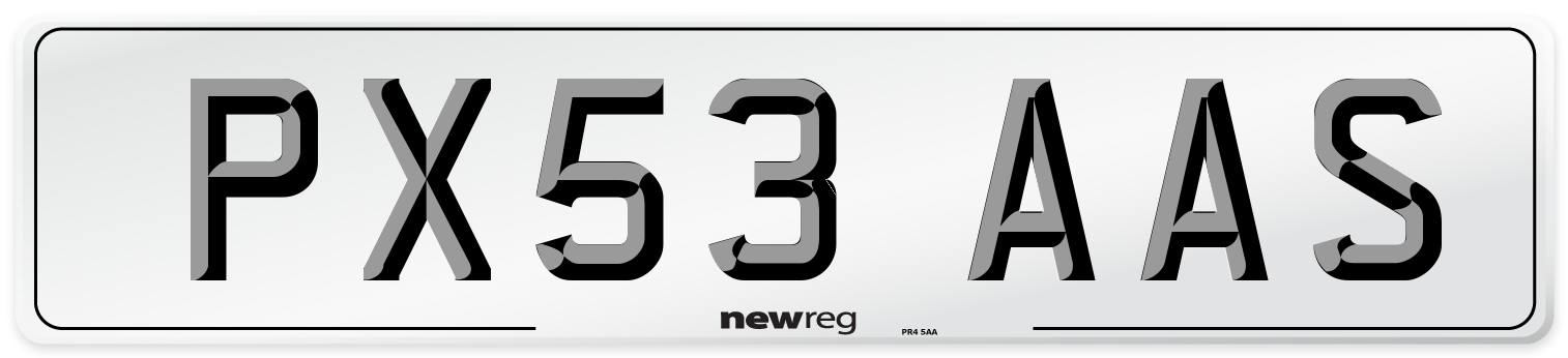 PX53 AAS Number Plate from New Reg